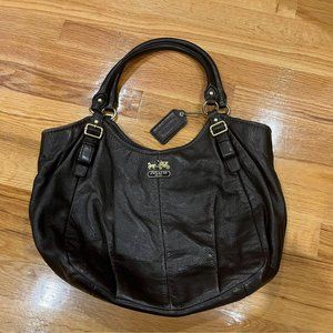 Authentic brown Coach leather shoulder bag